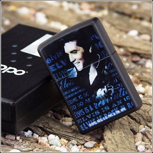 芝宝zippo打火机 黑哑漆 经典猫王24546