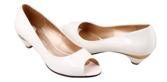 jinho 金猴皮鞋鱼嘴浅口矮跟淑女凉鞋s76578 白色 34