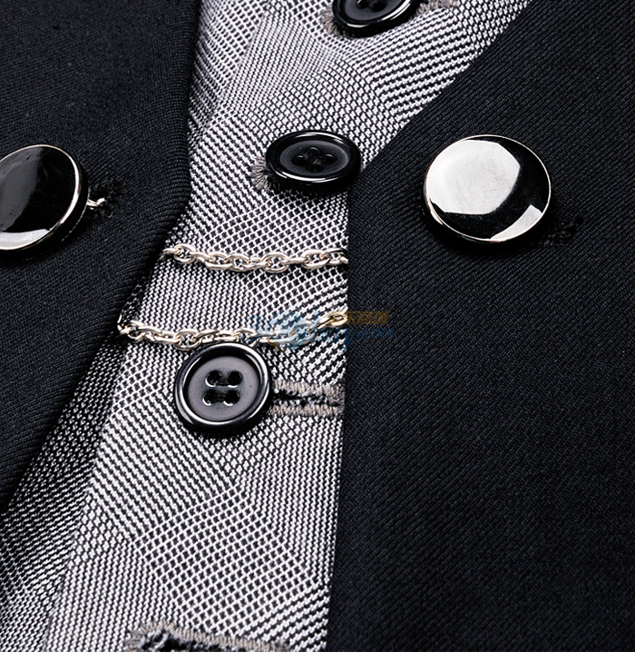 积普jipu 完美修身精致金属链扣假两件男士西装马甲 9103055701099