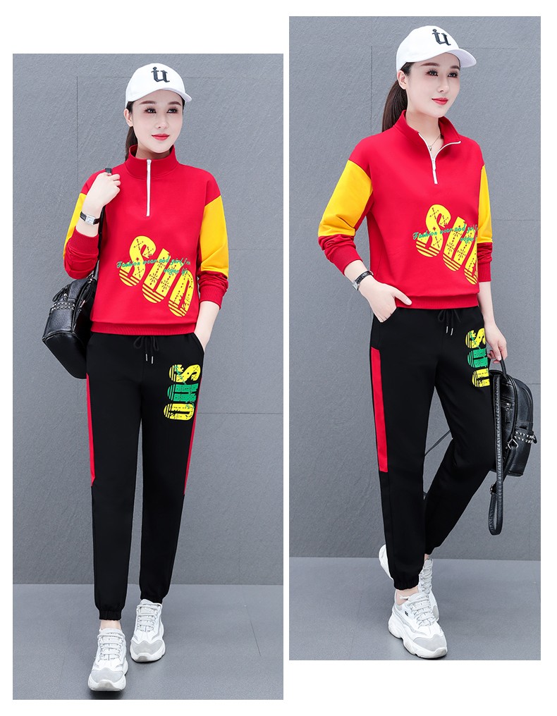 时尚卫衣女套装春秋薄款2022年新款女士休闲百搭宽松套头长袖裤子圆领