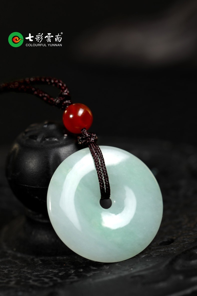 保价618七彩云南翡翠平安扣吊坠玉坠玉佩男女翡翠玉石挂件平安扣980