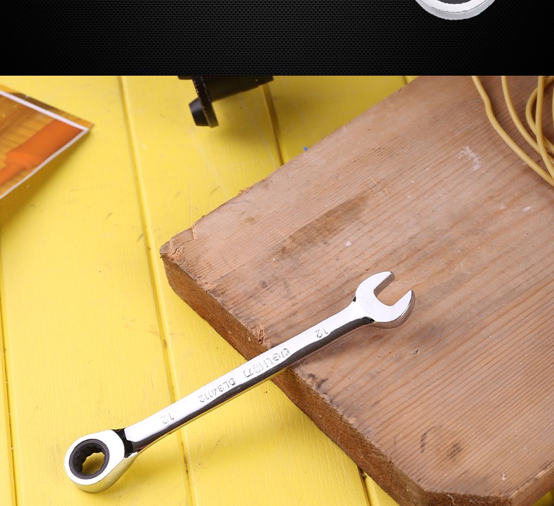 得力deli两用扳手汽修梅花开口呆扳手镜面棘轮两用快速扳手套装工具