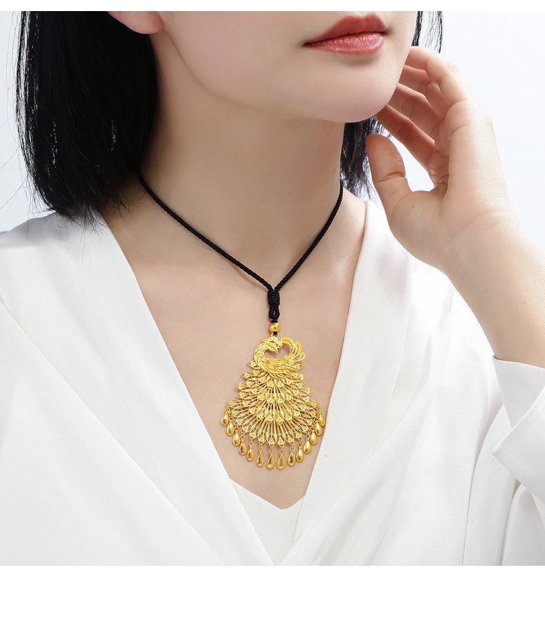 金天地珠宝传承系列古法黄金吊坠女款足金999灵动凤凰吊坠婚嫁首饰