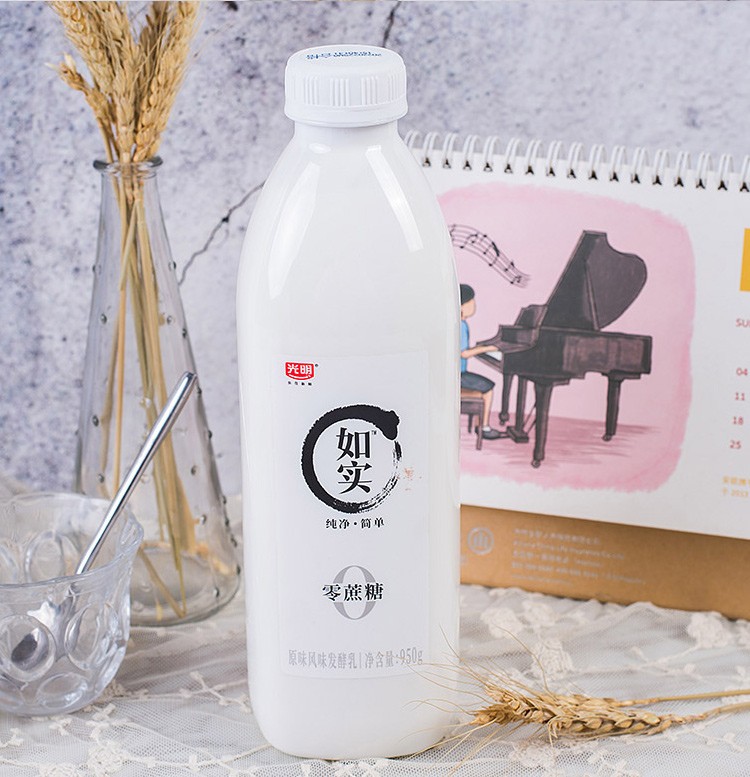 光明如实酸奶950g桶0添加蔗糖双重蛋白风味发酵乳低温酸牛奶0添加蔗糖