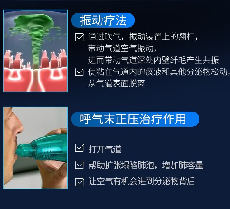 acapellapep呼吸训练美国进口振动老人慢阻肺排痰呼吸训练器肺笛排痰