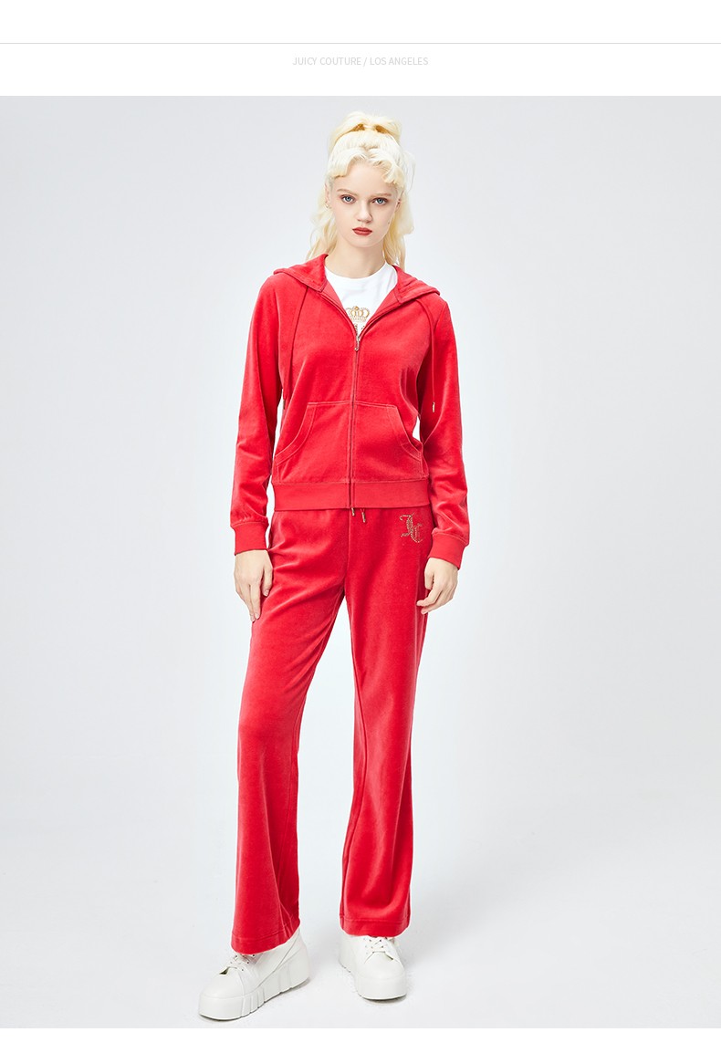 juicy couture 橘滋天鹅绒短外套女2022秋季新款运动连帽夹克外套