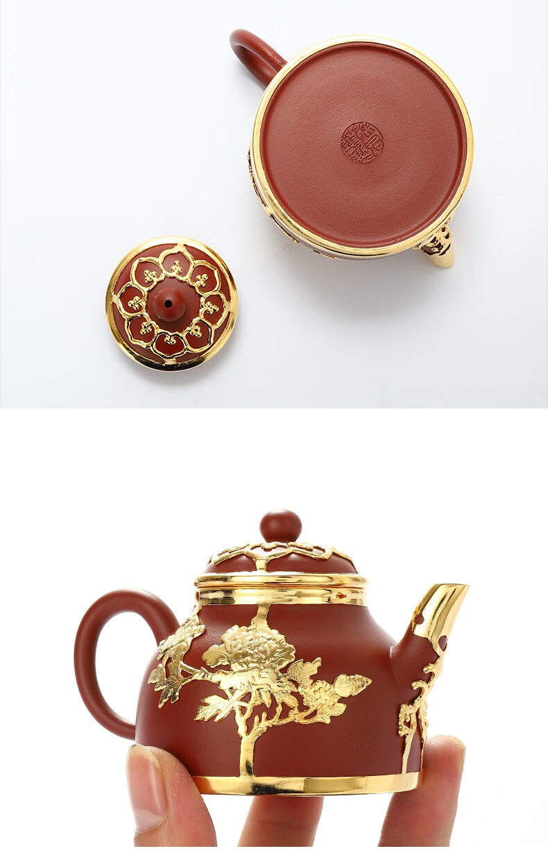 宜兴紫砂壶手工德钟名家金镶玉泡茶壶功夫茶具小泡茶壶大红袍 金钟壶