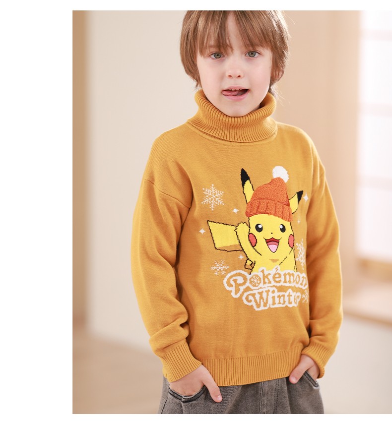 皮卡丘男童毛衣秋冬儿童针织衫套头线衣新款大童洋气宝宝童装打底dio