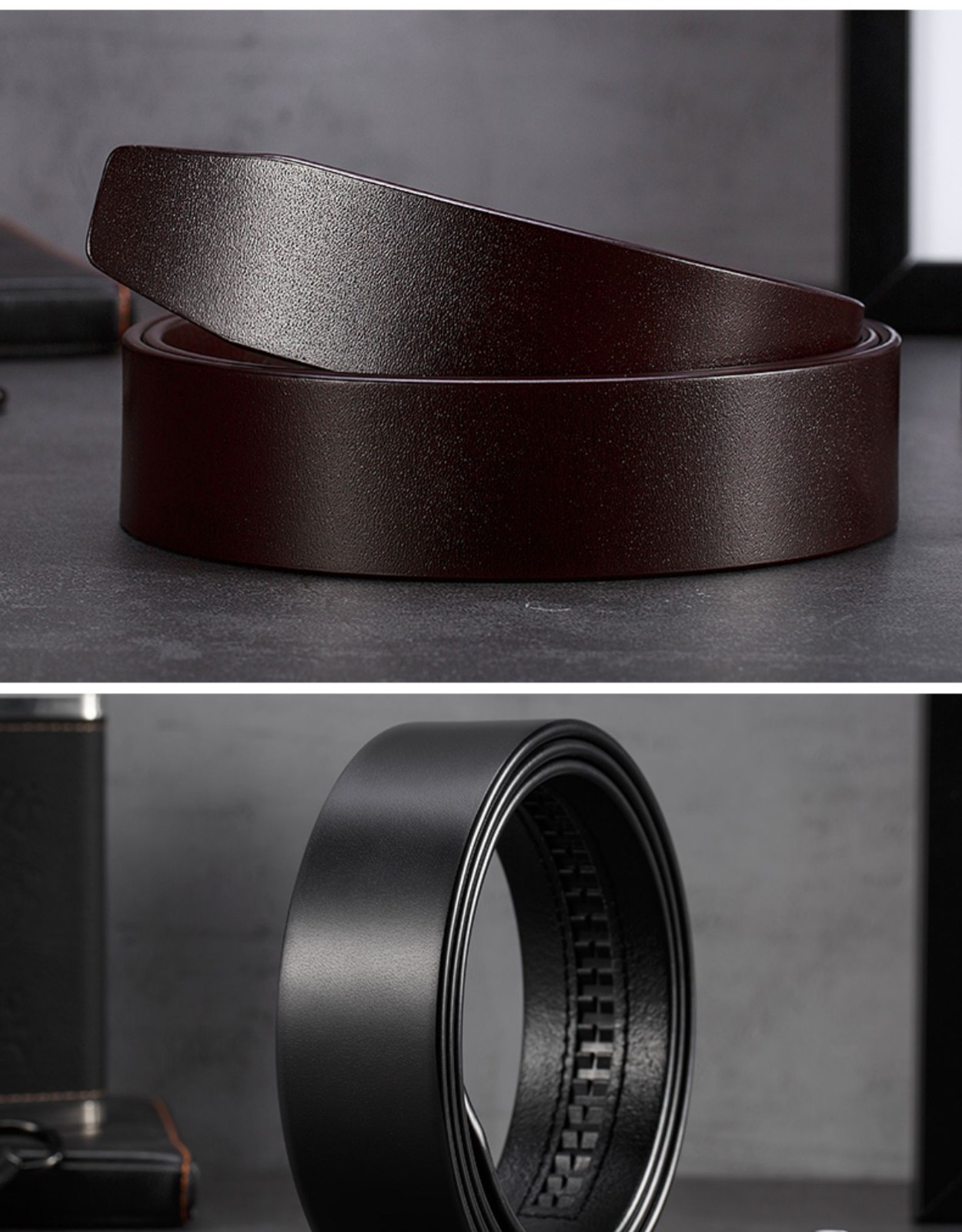 真皮自动扣男士商务牛皮无头无扣青年光面腰带不带头中年裤带皮带宽度