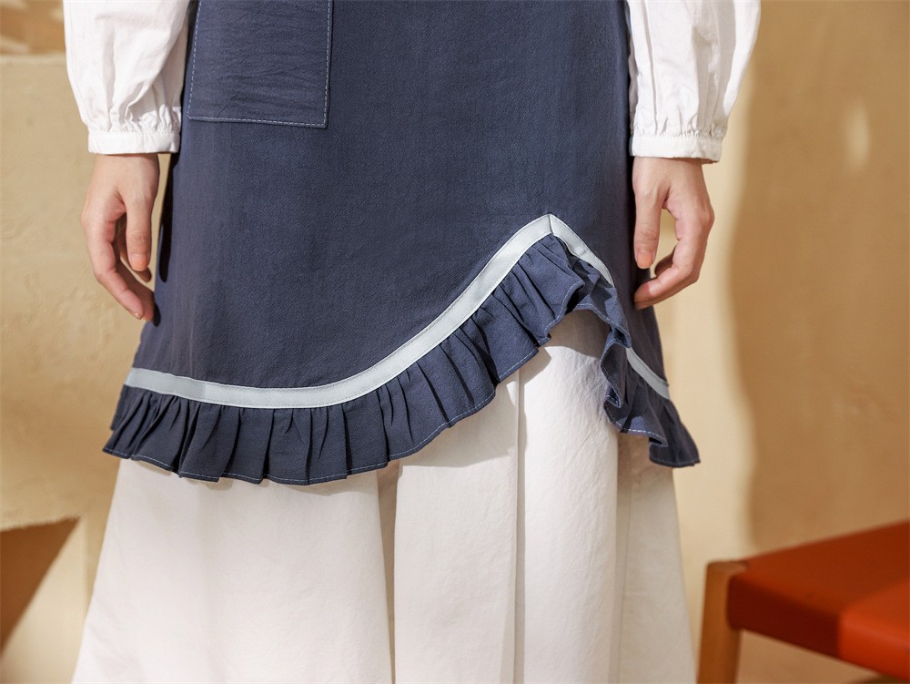 花边半身围裙 纯棉水洗棉厨房烘焙烧烤咖啡奶茶店园艺幼儿园老师工作