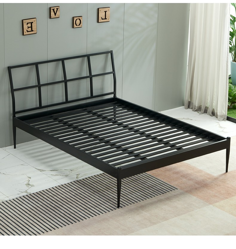 眠贝铁艺床双人床铁龙骨床板软包床头805床8cm环保棕垫200120cm