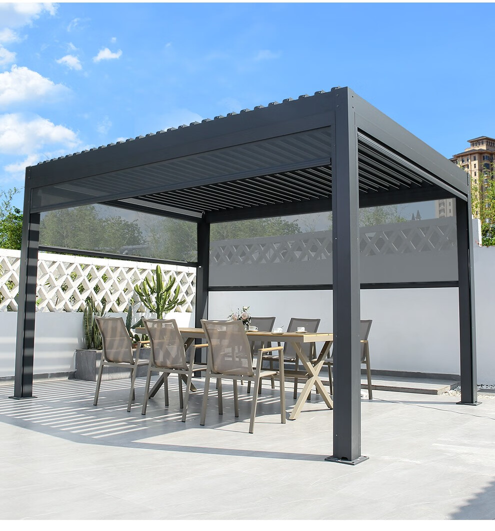 雨棚遮阳棚户外露台凉亭户外庭院别墅星空棚电动百叶翻转阳光房子太阳