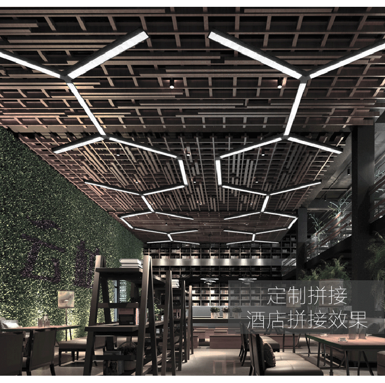 邦磊led长条吊灯创意造型拼接连接组合几何吊线灯办公室健身房酒吧