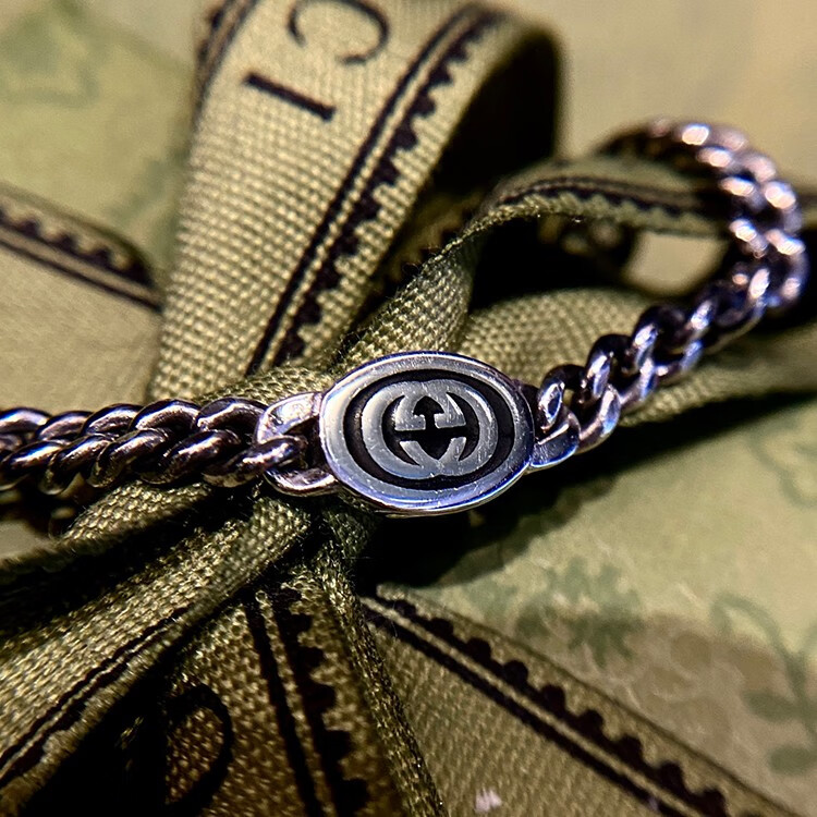 古驰(gucci)互扣式双g银时尚4mm双g手链 古巴链男女款 情侣同款潮百搭