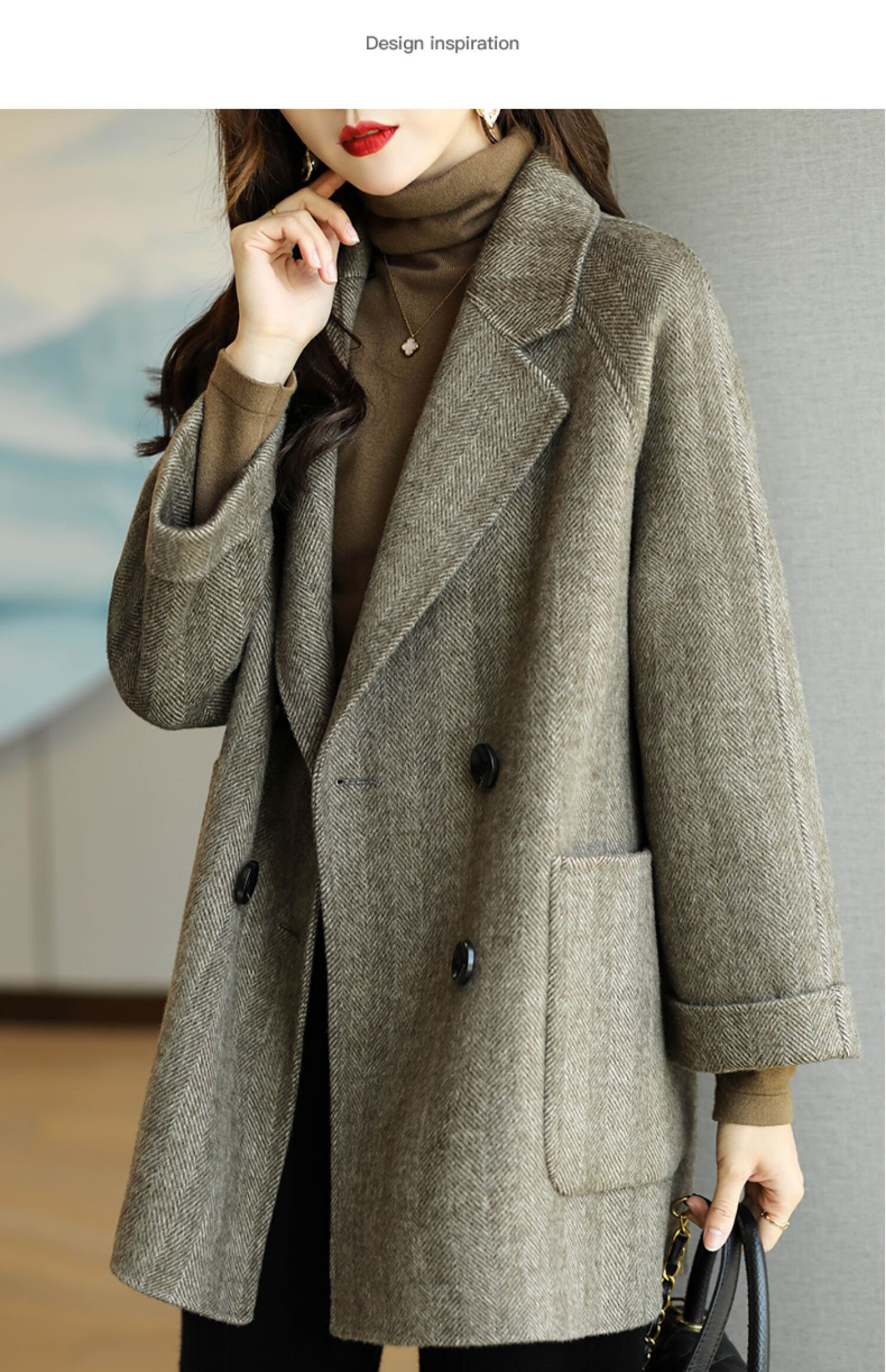 玫姿恋毛呢大衣女中长款2022冬季女装韩版流行加厚小个子呢子大衣外套