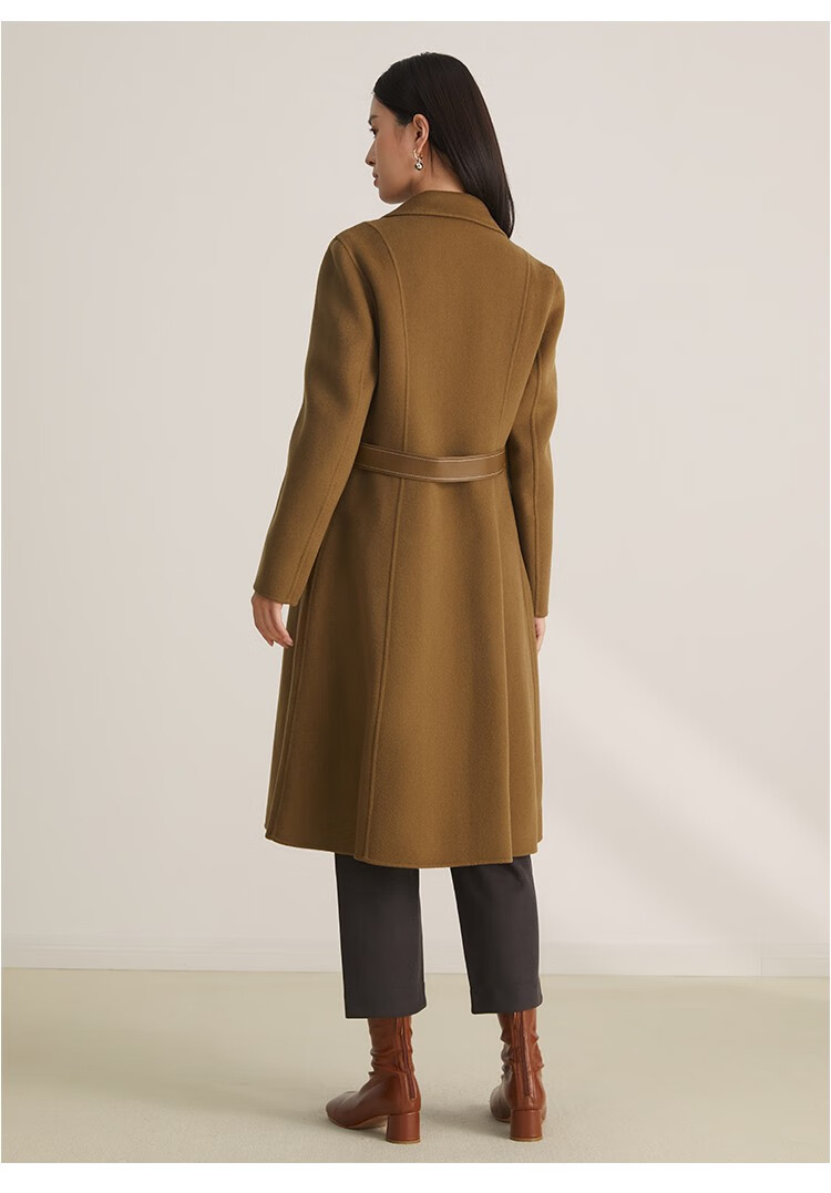 goobgs谷邦2022年秋季新款100%绵羊毛中长款双面呢单排扣复古典雅大衣