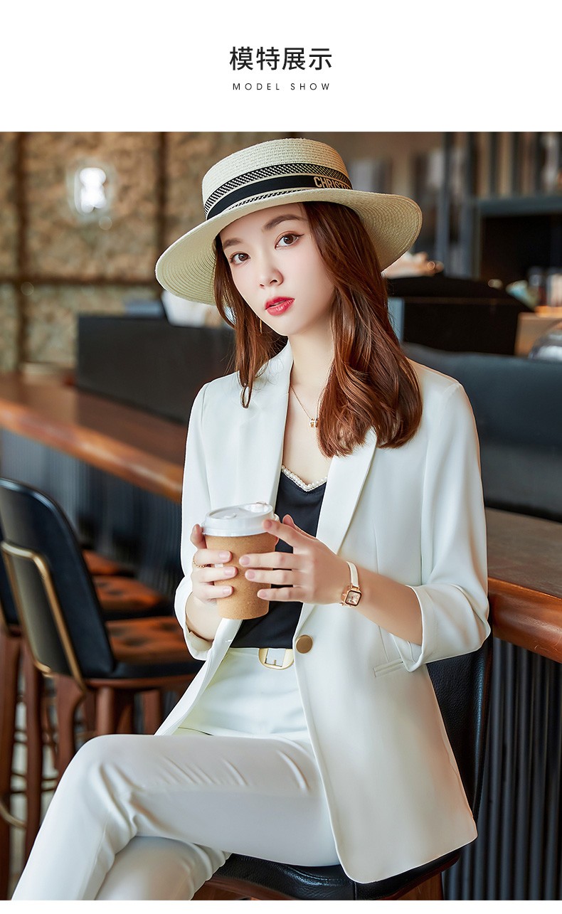 新款时尚气质面试服白领通勤商务正装职业西服套装白色西装b071裤子s