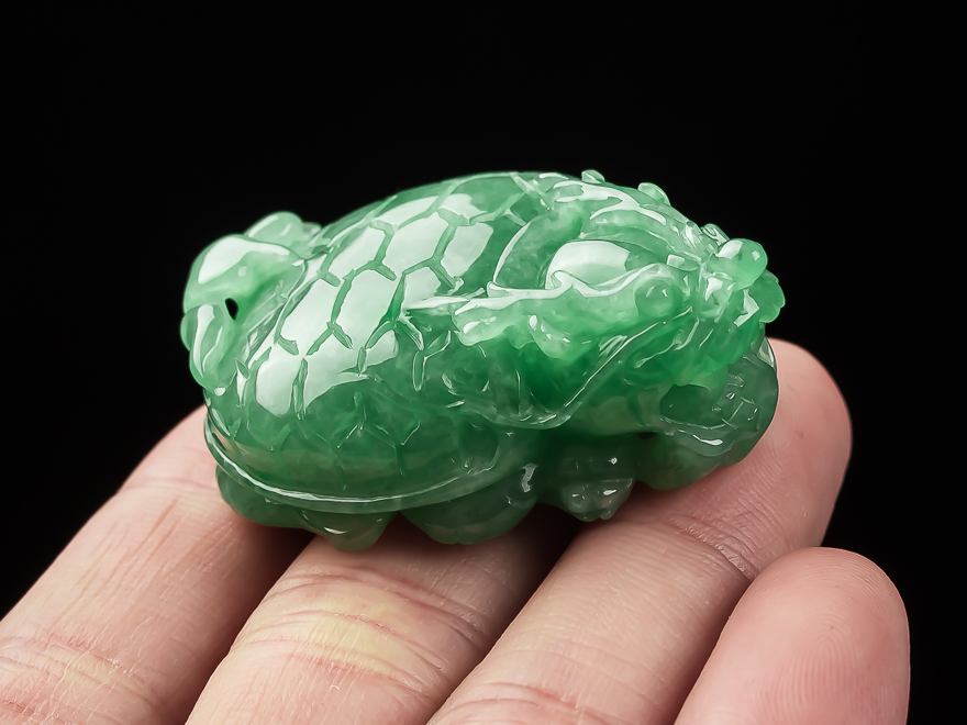 珠宝严选晟辉珠宝翡翠满色龙龟吊坠玉石特色龙龟挂件玉器附证书3610g