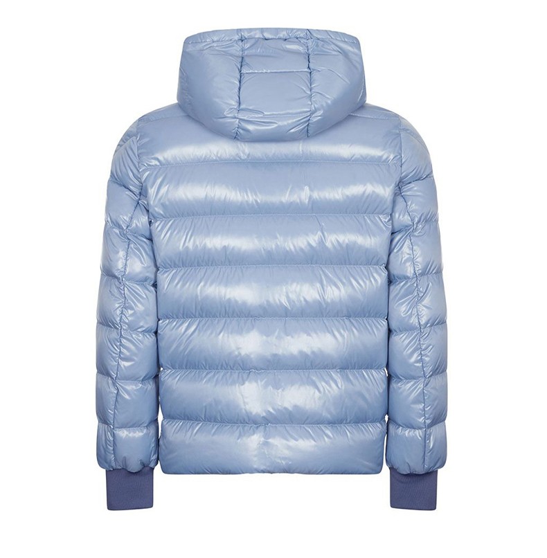 cuvellier 盟可睐蒙口男款天蓝色袖标绗缝拉链连帽羽绒服 天蓝色 1/s