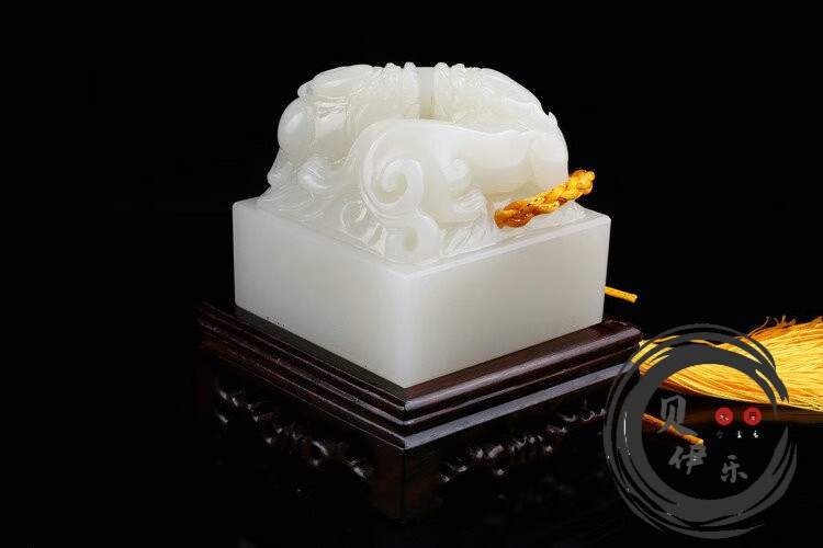 贝伊乐玉玺印章摆件天然阿富汗玉石螭虎玉玺印章摆件篆刻书法字画姓