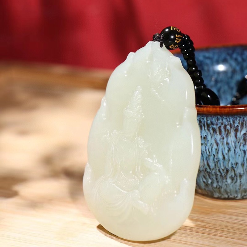 发源地和田玉山料观音吊坠玉质细腻温润男女玉坠项链挂件玉牌玉石玉器
