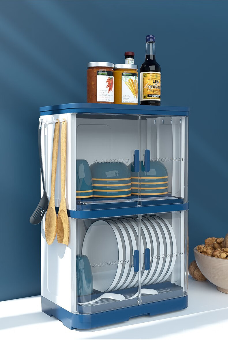 选茶家居碗柜碗筷厨房收纳餐具柜带盖盒放碗沥水置物多功能碗碟调料