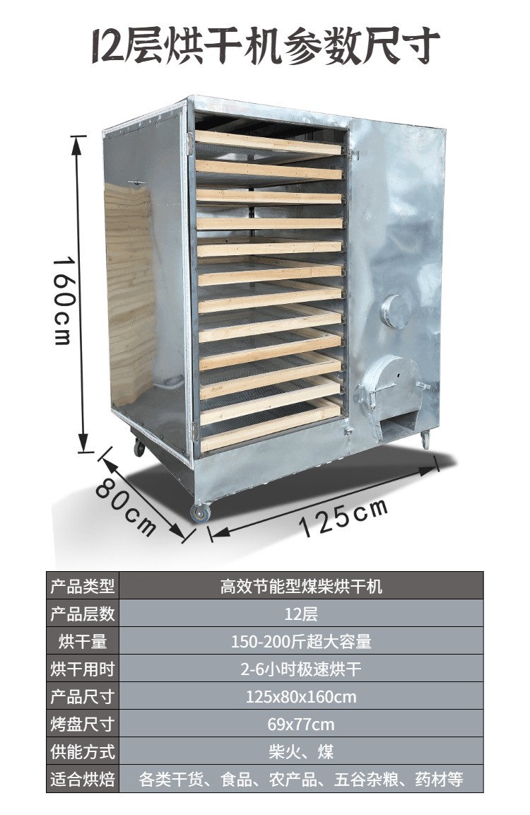 高效节能型煤柴烘干机大容量多功能莲子竹笋豆腐干鱼干柴火干燥机器