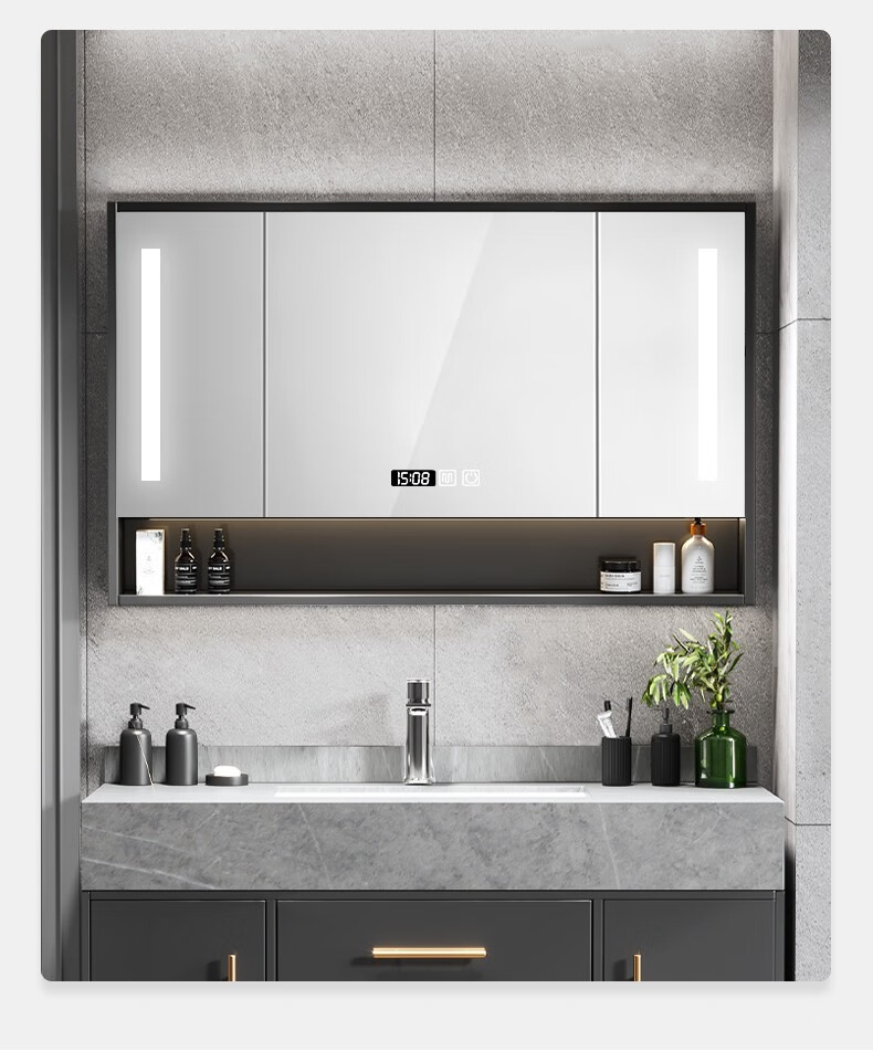 顾家家居实木浴室镜柜智能镜柜带置物镜柜储物吊柜带灯单独挂墙式卫生