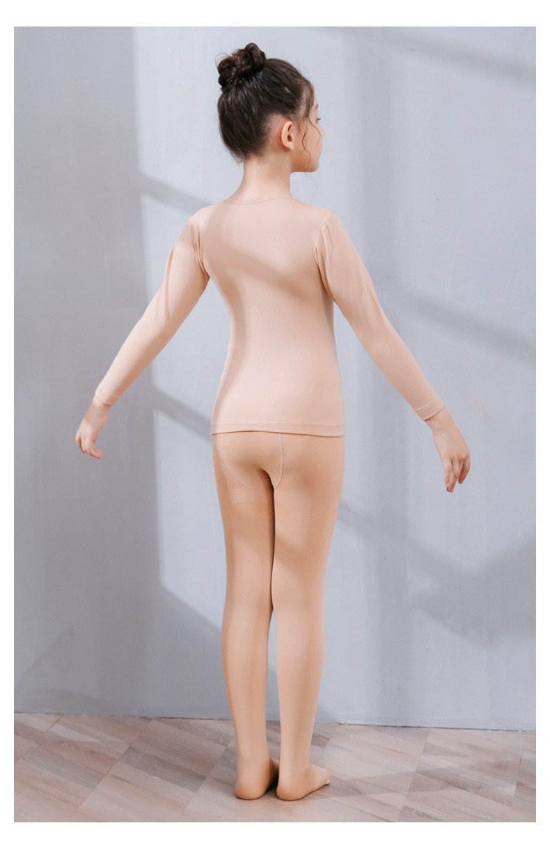 柠檬slemon芭蕾舞服儿童舞蹈秋冬肉色底衫加绒保暖隐形紧身练功服女童