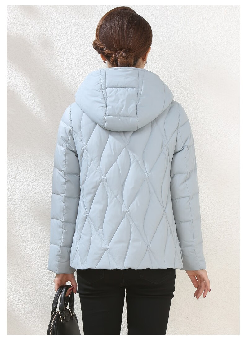甘甘的世界2022冬装新款白鸭绒羽绒服短款外套洋气保暖上衣 雅青色 l