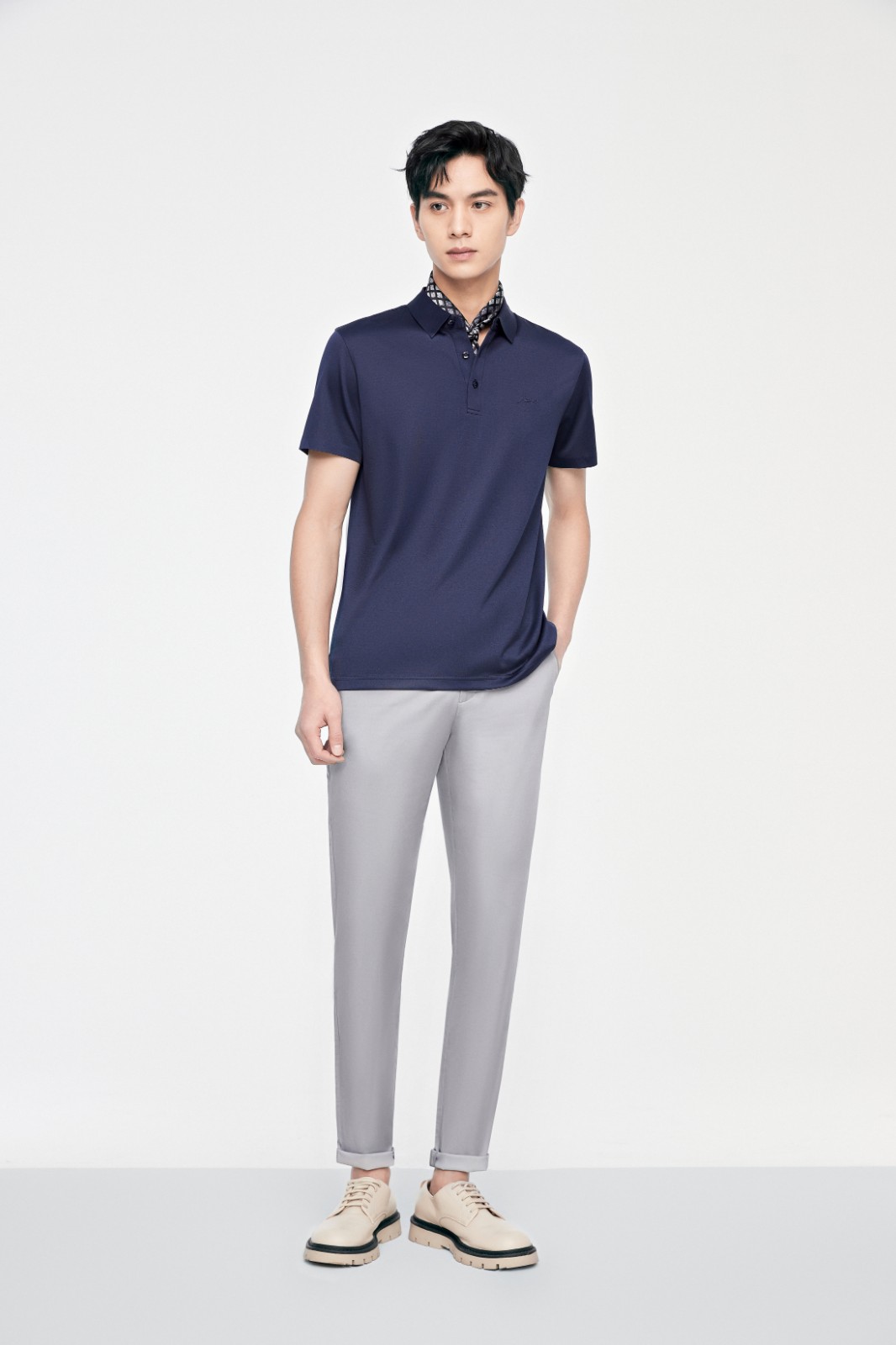 商场同款九牧王桑蚕丝男装短袖t恤2022夏季新款透气亲肤轻奢t恤男jt2