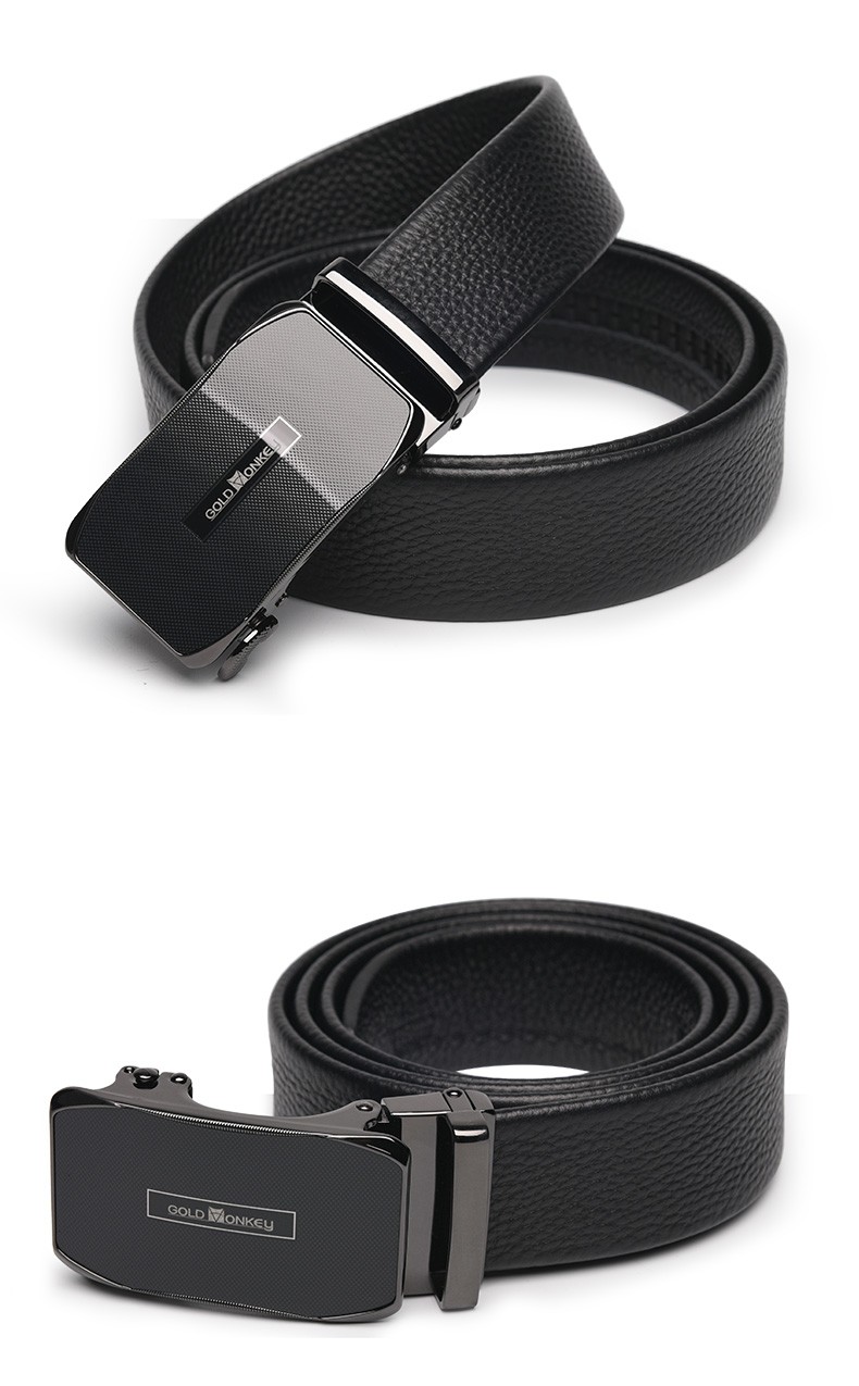金猴腰带男 商务休闲男士社交宴会百搭自动扣腰带 22y002wx 黑色 120