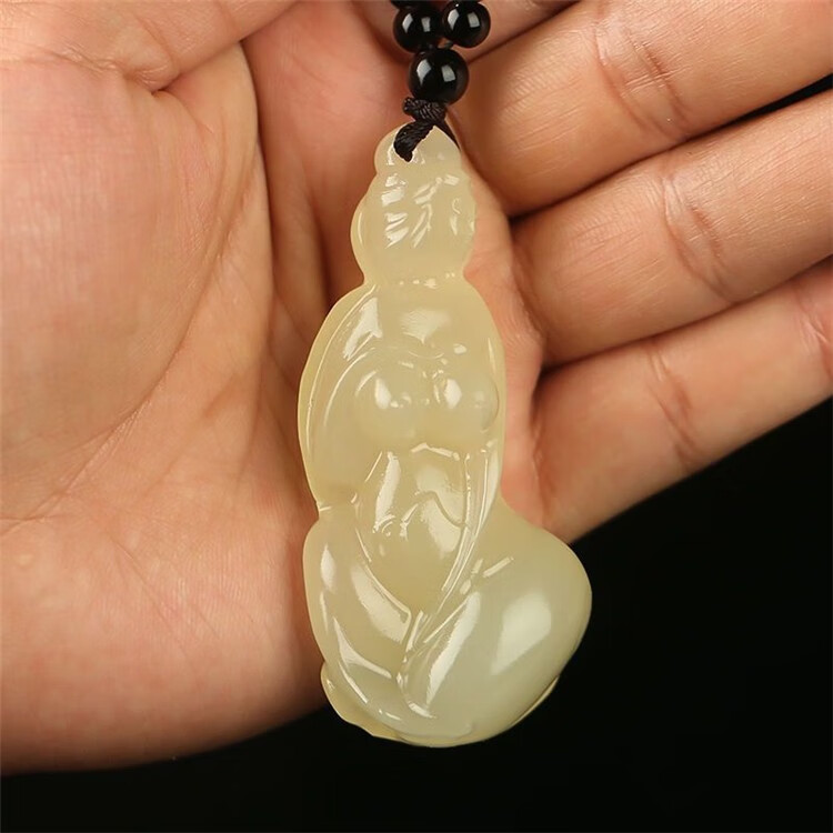 湦水饰阁 冰种阿富汗玉碳酸盐质玉石美女手把件玉石小摆件手玩件把玩