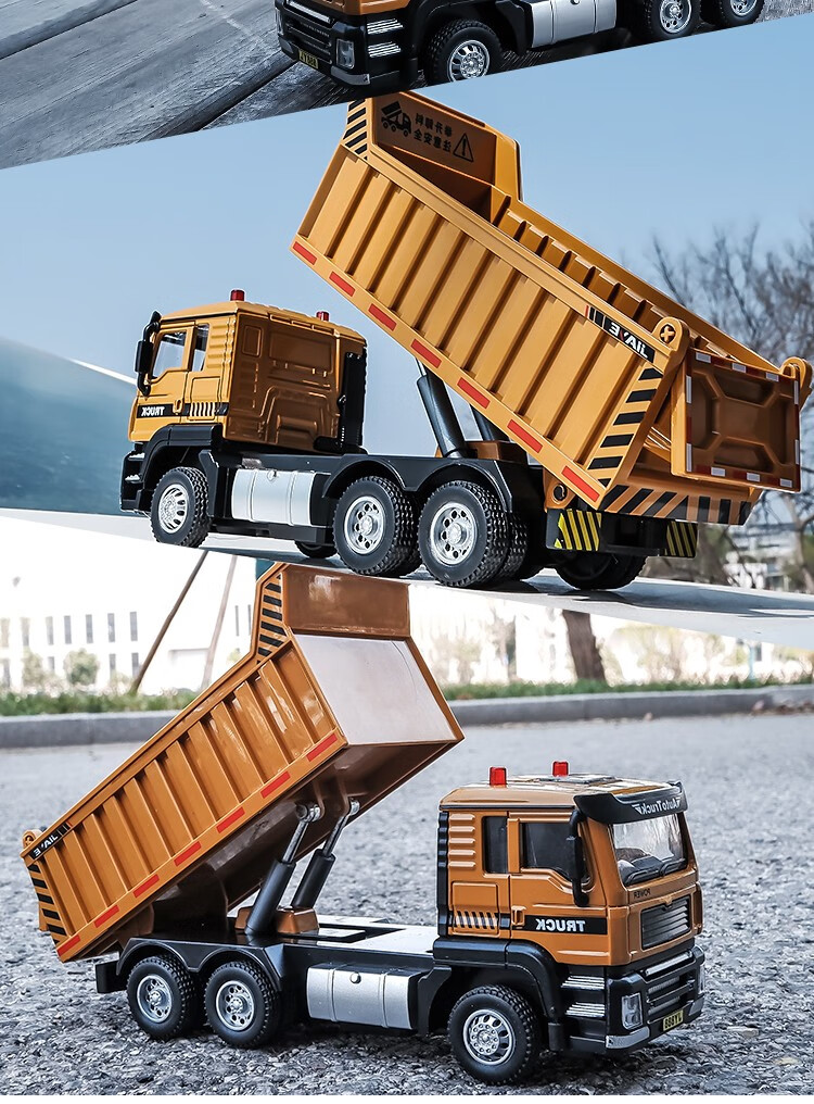 翻斗车自卸卡车小汽车运输货车模型工程车回力男孩玩具车运输自卸车
