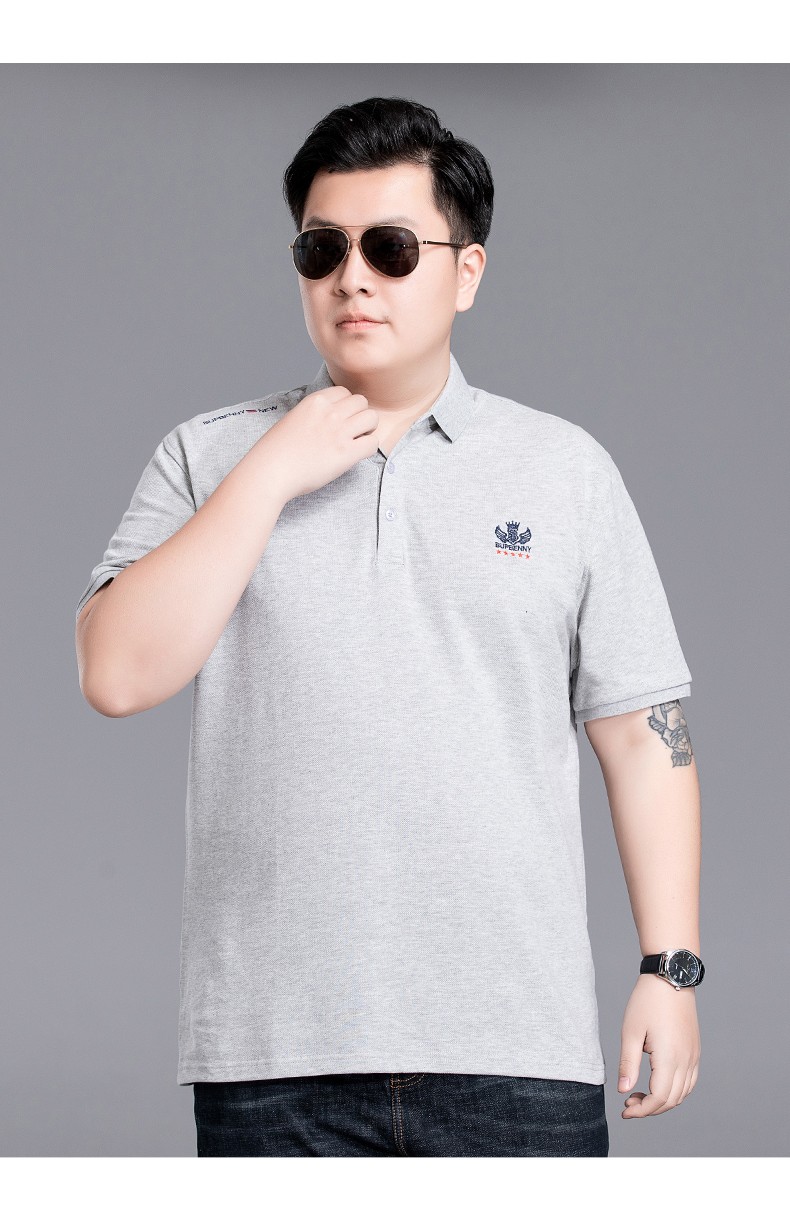 胖大潮大码男装胖子翻领t恤男短袖加肥加大polo衫特大号纯棉宽松肥佬