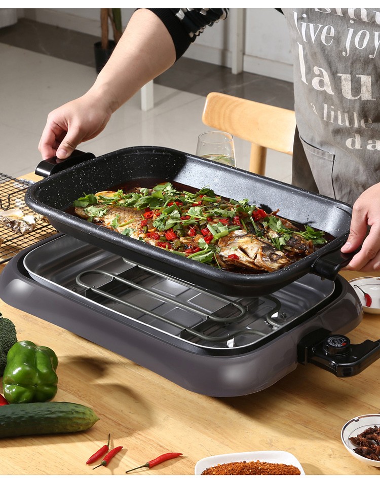 汇诺福纸包鱼专用锅多功能纸上烤鱼炉商用分离式电烤鱼盘家用涮火锅不