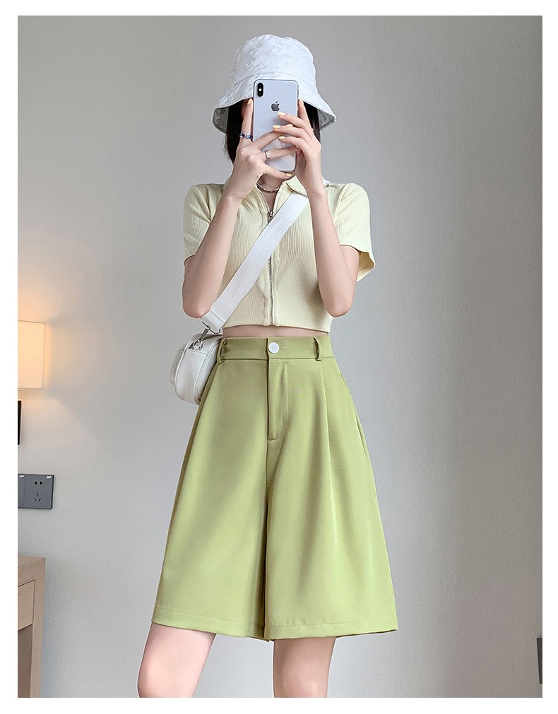 LangSha Women's Suit Shorts, Lightweight And Loose-Fitting for Summer Wear, Wide-Leg Five-Point Shorts, High-Waisted A-Line Slimming Casual Shorts 29