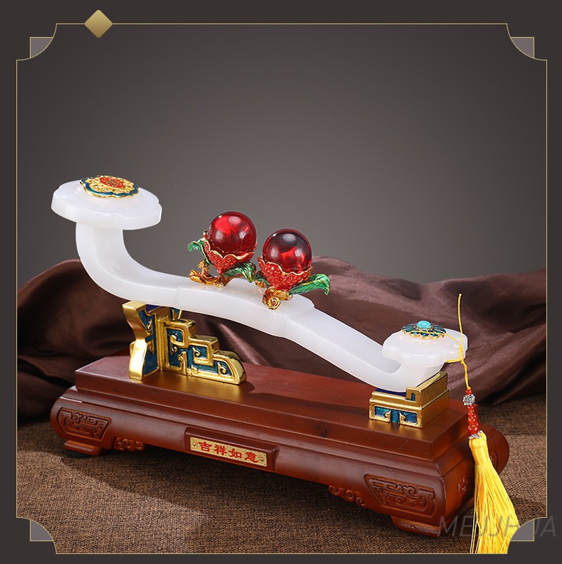 梦佳家画玉如意摆件玉石招财客厅进门玄关酒柜工艺品装饰品搬家乔迁