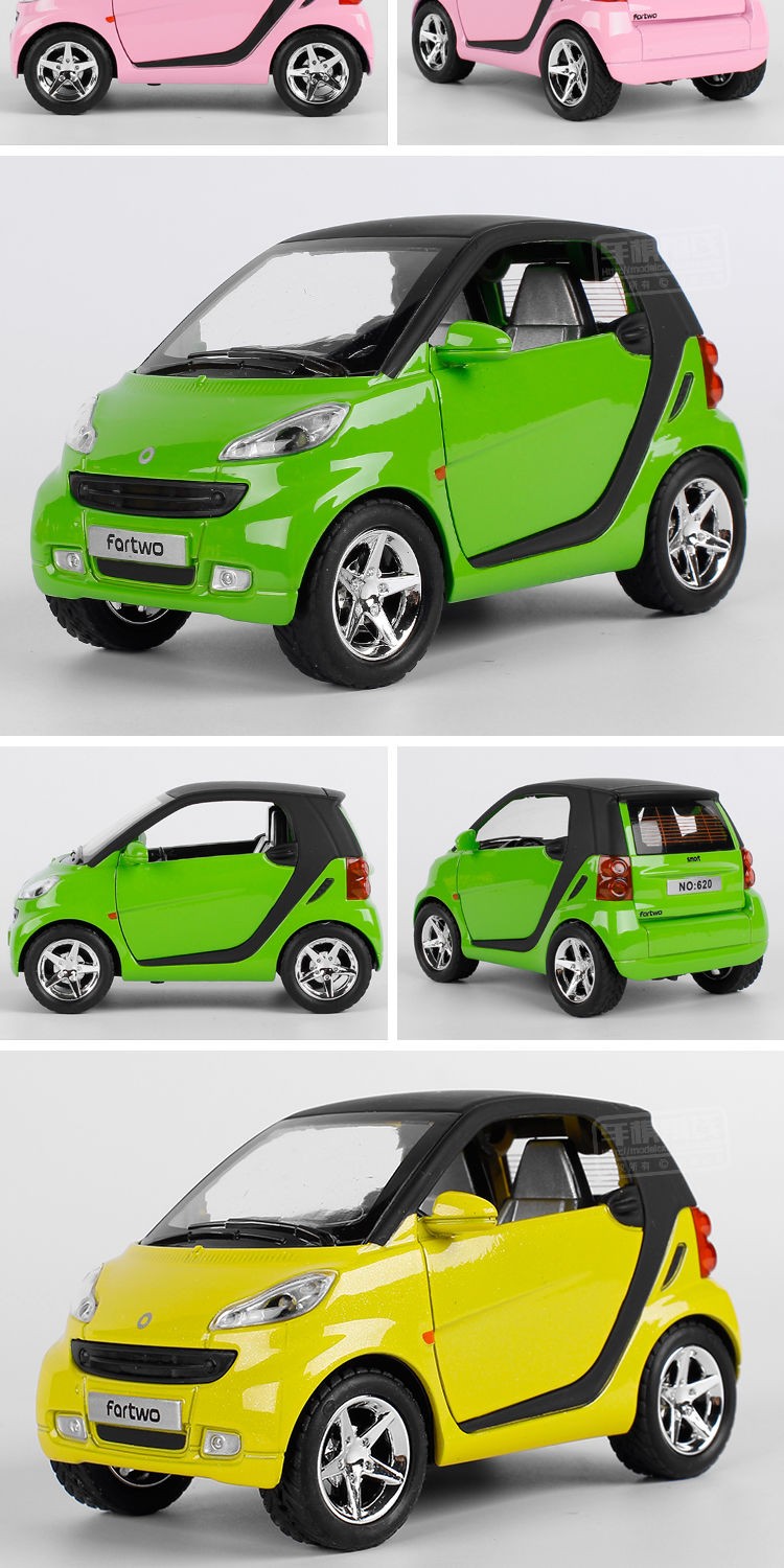 1:32奔驰smart仿真合金车模手办摆件儿童玩具车模型 小奔驰smart 粉