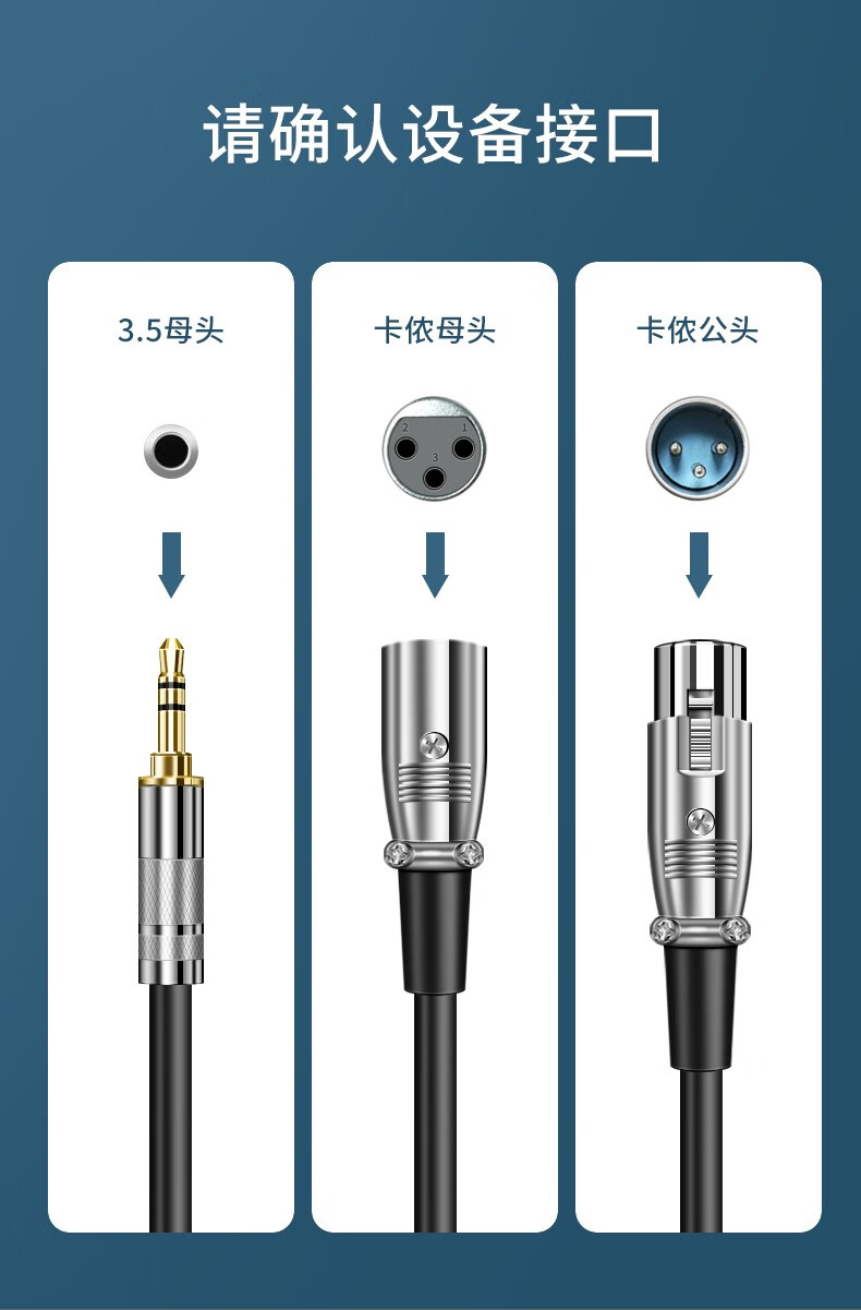 onri3.5转双卡农公母音频线3.5mm音频一分二功放调音音响线 3.