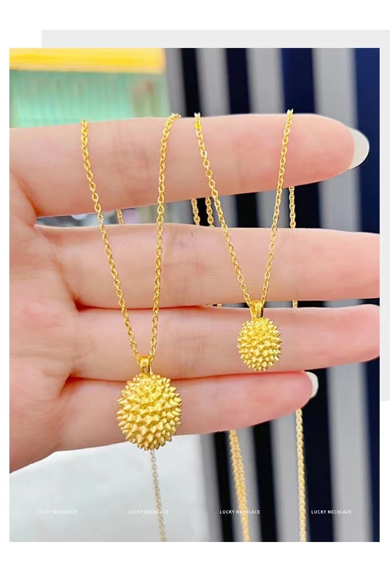 老凤凰yinxiangron黄金榴莲吊坠足金999水果吊坠金榴莲项链送女友送