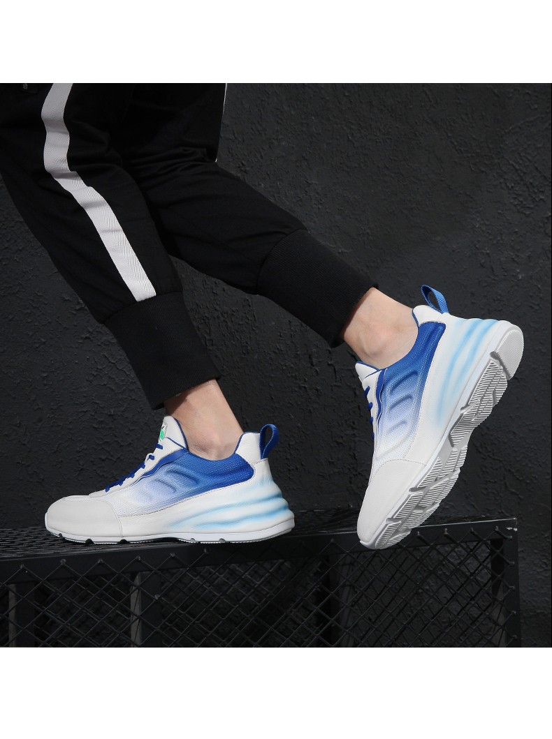 hang ten欢腾男鞋秋季新款单网网面鞋男士百搭镂空潮流老爹鞋 白蓝 41