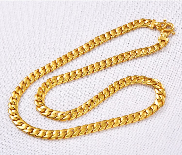 喜金珠宝 黄金项链男女款链古法足金999实心古巴链结实大气老板金项链