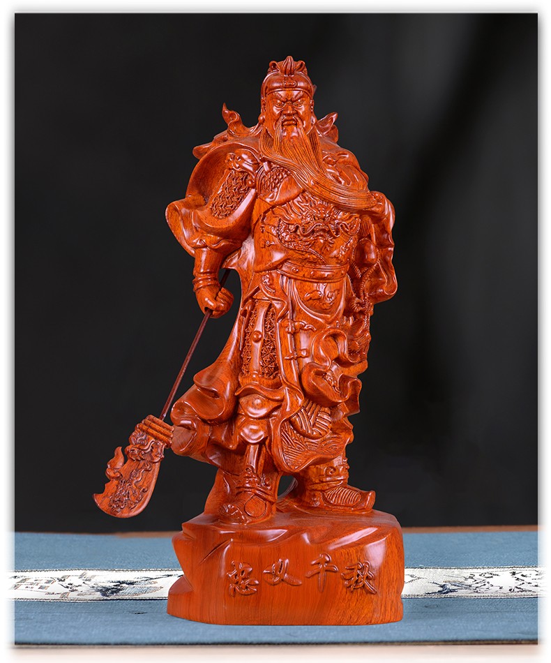 晨熟 实木雕关公像摆件关羽关二爷武财神像关圣帝君玄关客厅摆设工艺