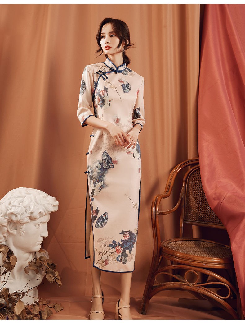 改良旗袍连衣裙女2022夏季新款修身气质年轻款少女中式复古装中长款