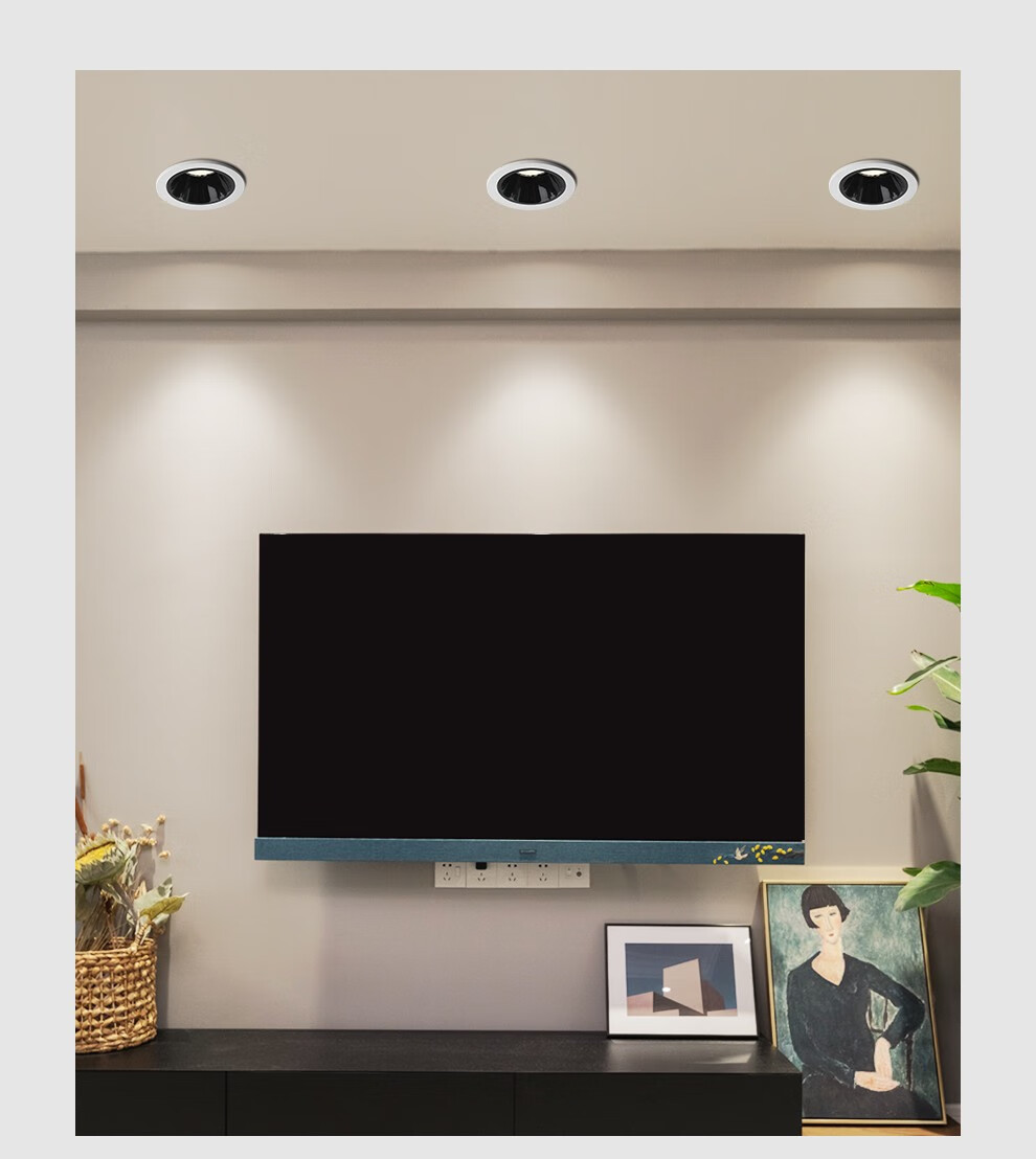 费斯照明feissled射灯筒灯7w高显指嵌入式无主灯防眩过道走廊灯7w暖光