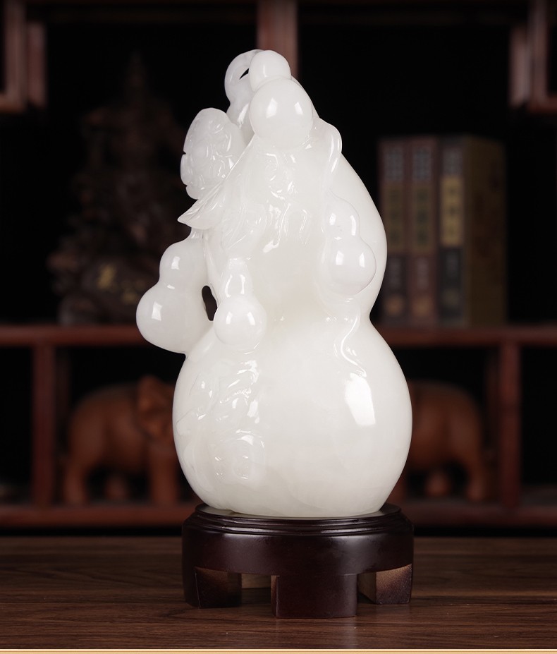 名态玉石葫芦摆件白玉福禄平安玉雕家居酒柜客厅玄关装饰摆件工艺品