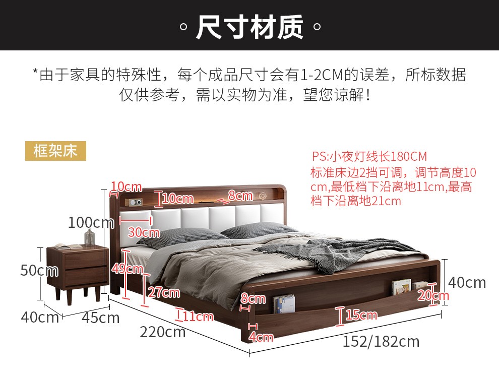 更多参数>>床体结构:箱框结构附加功能:可充电适用床垫尺寸:1.8*2.