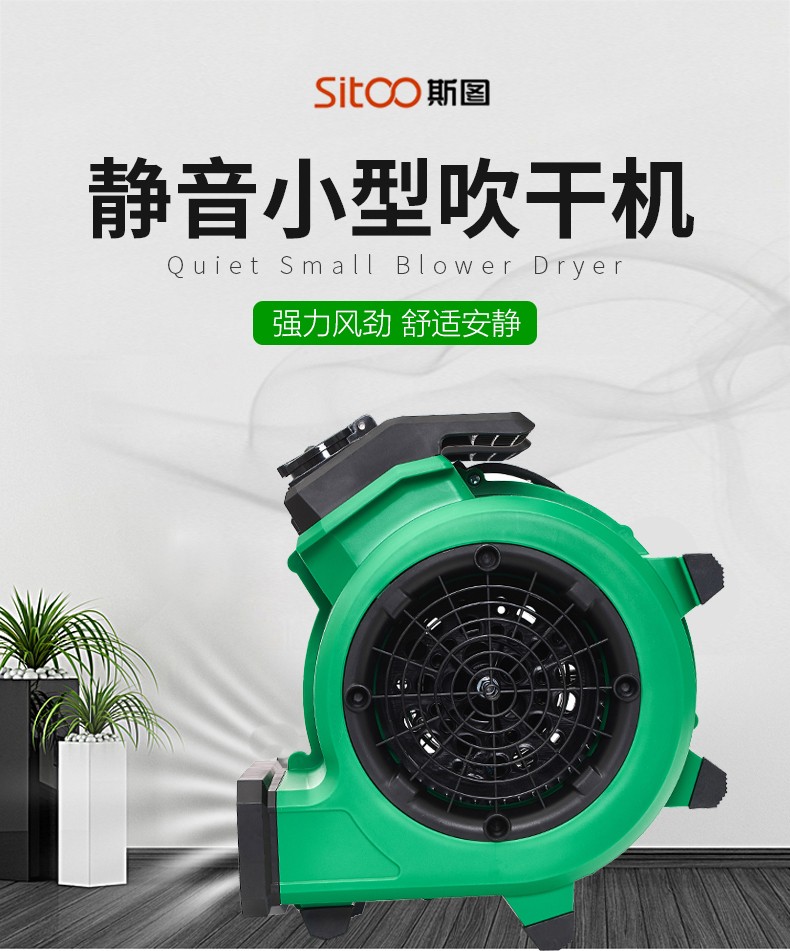 斯图sitoo鼓风机吹地机厕所通风机家庭除潮湿机吹干机迷你版地面地毯