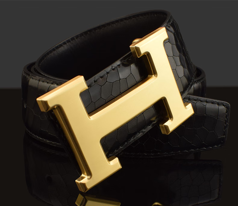 vipvck皮带奢侈品男士真皮腰带平滑扣h扣轻奢商务休闲时尚简约中青年